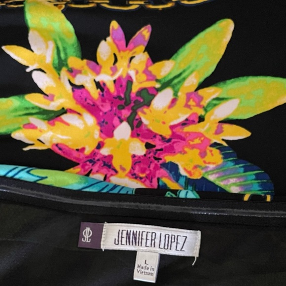 Jennifer Lopez Colorful Strapless Tropical Vacation Floral Dress Size Large - Picture 2 of 2